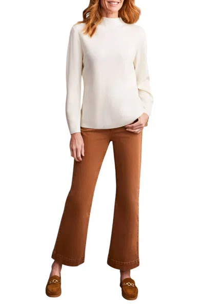 Tribal Long Sleeve Funnel Neck Sweater In Cream In White