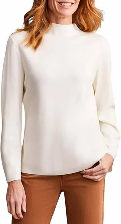 Tribal Long Sleeve Funnel Neck Sweater In Cream In White