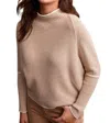 TRIBAL LONG SLEEVE FUNNEL NECK SWEATER IN HEATHER TAN