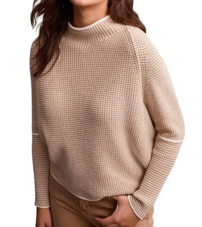 Tribal Long Sleeve Funnel Neck Sweater In Heather Tan In Multi