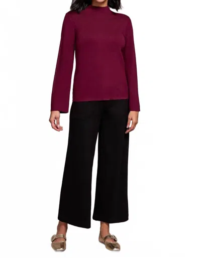 Tribal Long Sleeve Funnel Neck Sweater In Wine In Burgundy