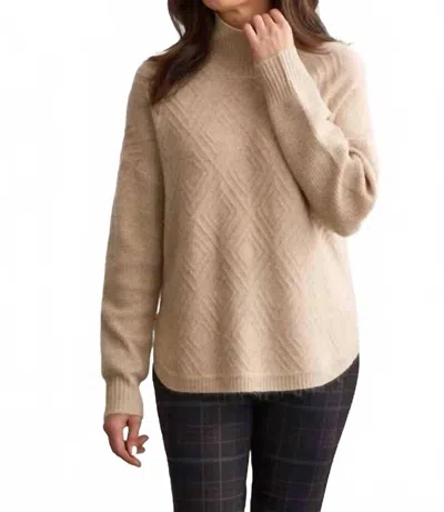 Tribal Long Sleeve Mock Neck Knit Sweater In Oatmeal In Beige