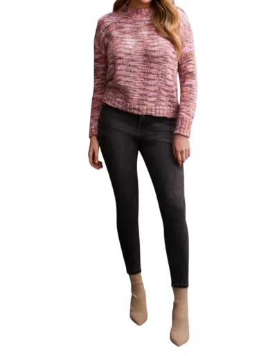 Tribal Long Sleeve Mock Neck Sweater In Azalea In Pink