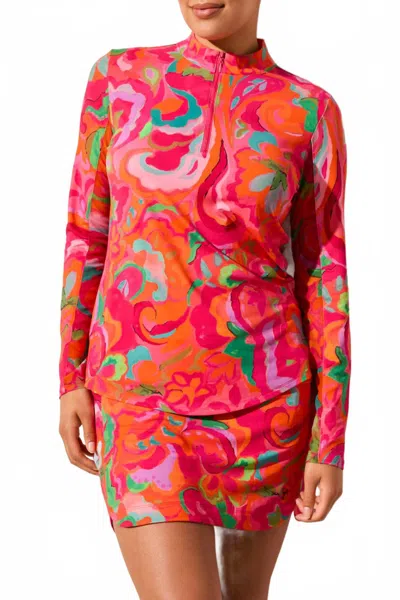 Tribal Long Sleeve Performance Top In Beetroot In Multi