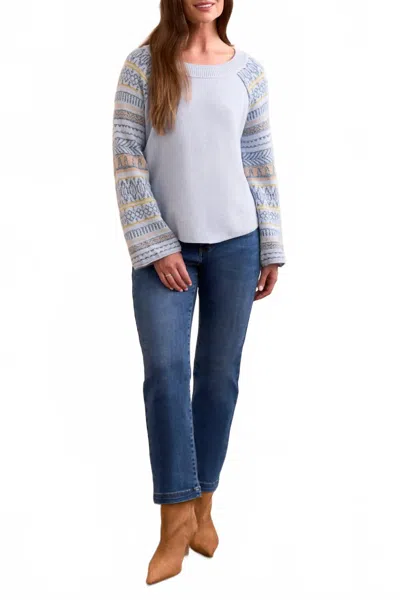 Tribal Long Sleeve Scoop Neck Sweater In Chambray In Multi