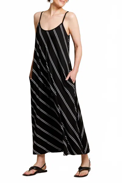 Tribal Long Sleeve Sleeveless Stripe Dress In Black In Multi
