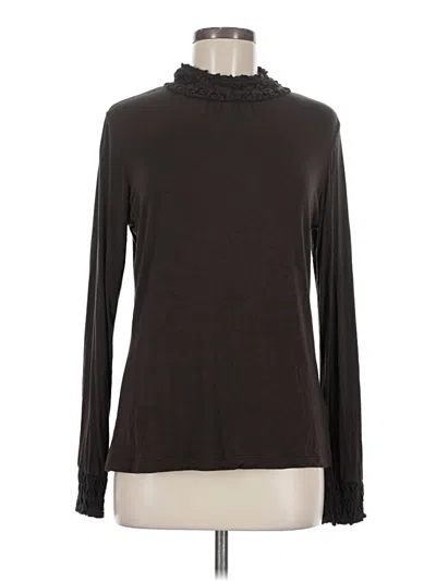 Pre-owned Tribal Long Sleeve Top Brown Turtleneck Tops