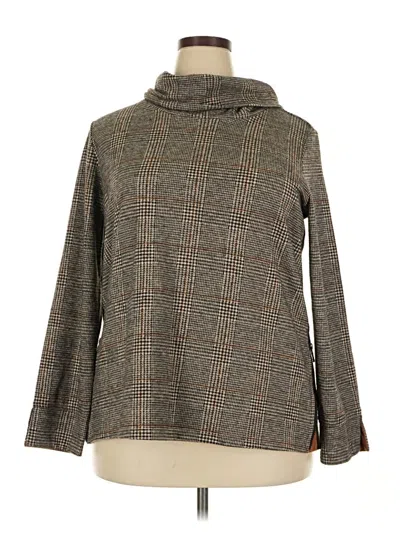 Pre-owned Tribal Long Sleeve Top Brown Tweed Pattern Turtleneck Tops