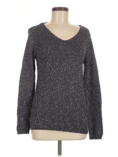 Pre-owned Tribal Long Sleeve Top Gray V-neck Tops