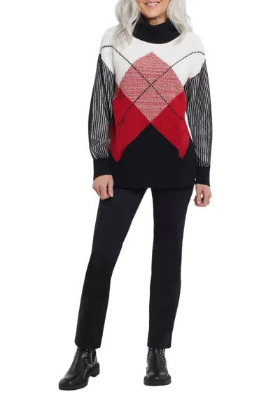 Tribal Long Sleeve Turtleneck Sweater In Poppy Red In Multi