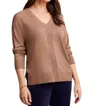 TRIBAL LONG SLEEVE V-NECK SWEATER IN MOCHA