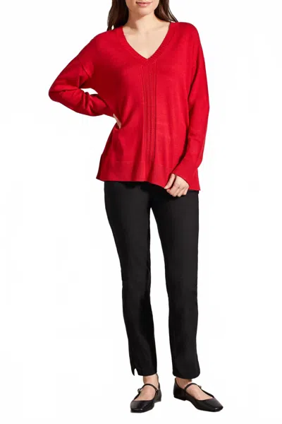 Tribal Long Sleeve V-neck Sweater In Scarlet In Red