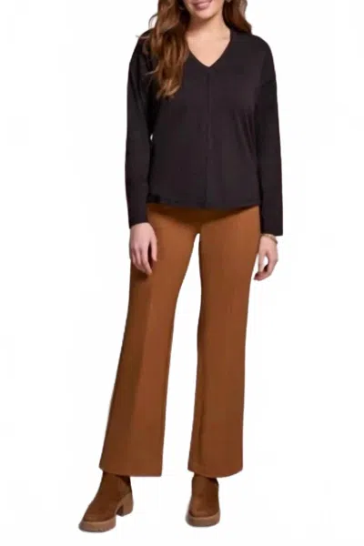 Tribal Long Sleeve V-neck Top In Black