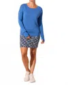 Tribal Long Sleeve With Thumb Holes Crew Neck Sweater In Riviera In Blue