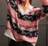 Tribal Loop Yarn Vneck Sweater In Eggshell Multi