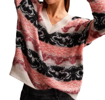 Tribal Looped Yarn Sweater In Eggshell Multi