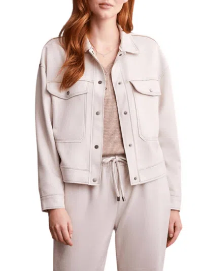 Tribal Loose Fit Faux Suede Jacket In Eggshell In Neutral