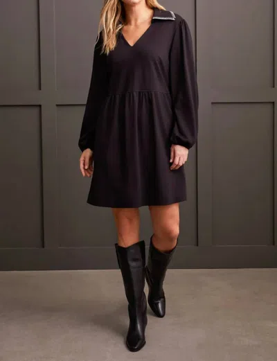 Tribal Lucinda Midweight Ponte Dress With Pockets In Black In Multi