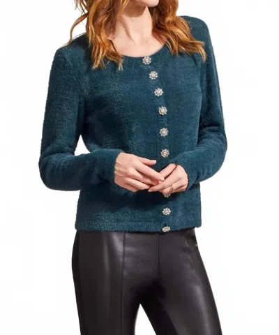 Tribal Luxe Cardigan In Alpine Green In Blue