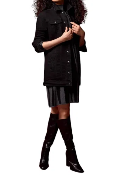 Tribal Maxi Jacket With Snap Closure In Black