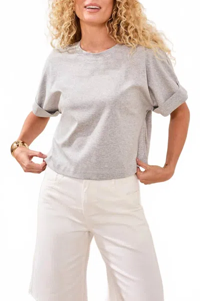 Tribal Mercerized Cotton Crew Neck T-shirt In Light Grey Mix In Gray