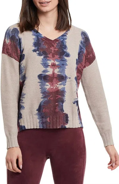 Tribal Merlot Combed Cotton Sweater In Beige In Multi