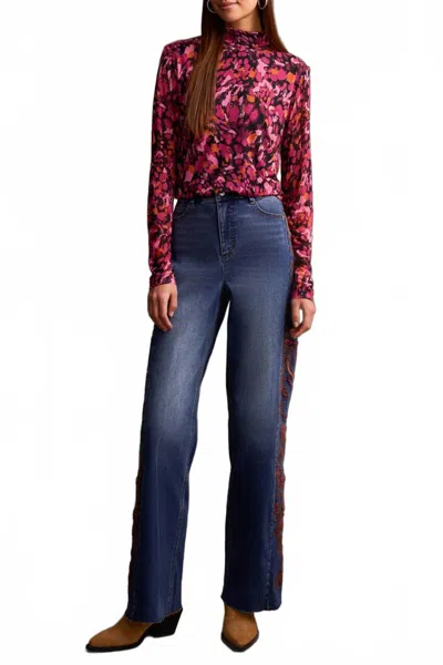 Tribal Mesh All Over Print Top In Magenta Haze In Multi
