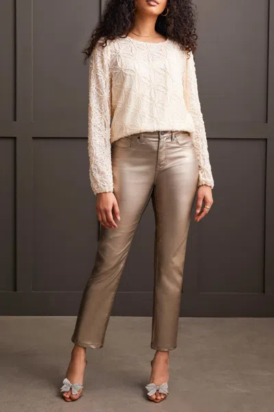Tribal Metallic Straight Pant In Gold