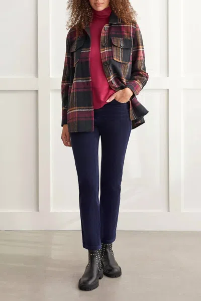 Tribal Mid-length Plaid Jacket In Dahlia Blk And Magenta In Multi