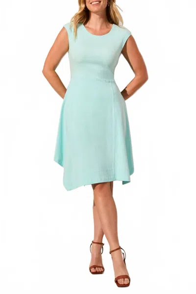 Tribal Mini Ribbed Bodice Slant Hem Dress In Oasis Blue