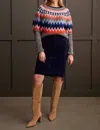 Tribal Ground Intarsia Ribbed Sweater In Grey Mix In Grey