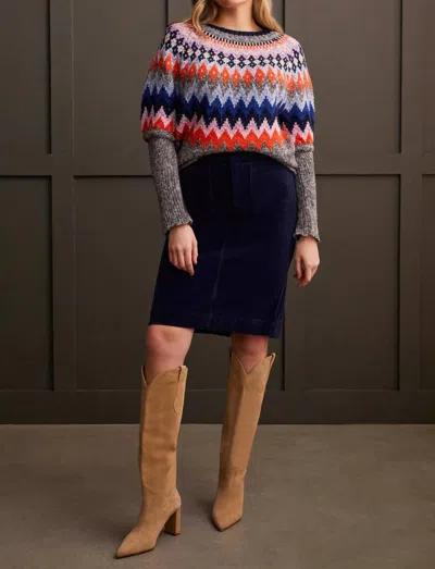 TRIBAL MIX GROUND INTARSIA RIBBED SWEATER IN GREY
