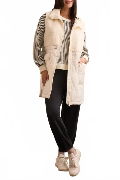 Tribal Mix Media Sherpa Vest In Cream In Neutral