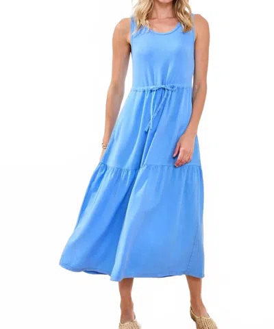 Tribal Mix Media Sleeveless Maxi Dress In Sky In Blue