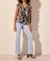 Tribal Mixed Print Notch Neck Blouse In Coco Milk In Multi