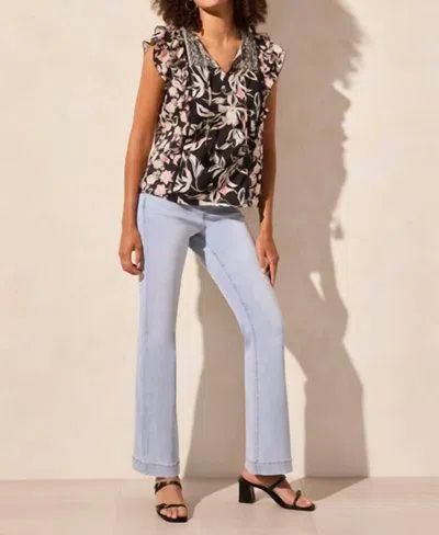 Tribal Mixed Print Notch Neck Blouse In Coco Milk In Multi
