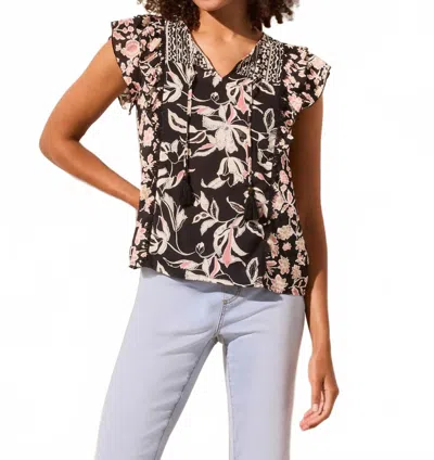 Tribal Mixed Print Notch Neck Blouse In Multi