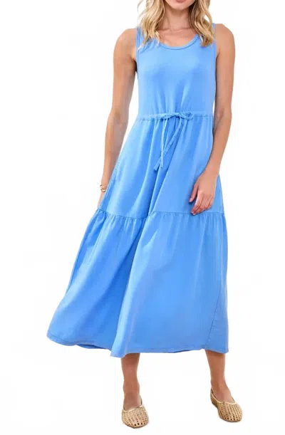 Tribal Mixmedia Sleeveless Boatneck Dress In Sky In Blue