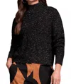 Tribal Mock Neck Drop Shoulder Sweater In Black In Black