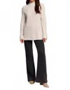 Tribal Mock Neck Heathered Knit Sweater With Side Slits In Cream In Neutral