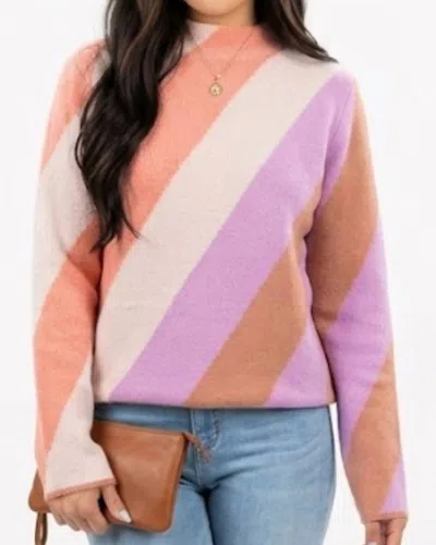 Tribal Mock Neck Knit Sweater In Apricot Mist In Multi