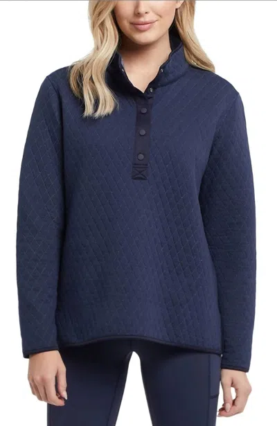 Tribal Mock Neck Reversible Pullover In Blue