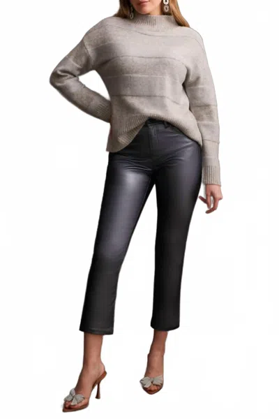 Tribal Mock Neck Ribbed Sweater In Grey Mix
