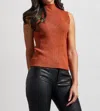 Tribal Mock Neck Sleeveless Top In Baked Clay In Multi