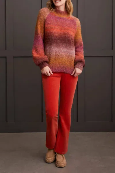 Tribal Mock Neck Sweater In Bordeaux