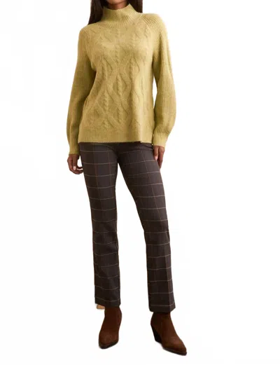 Tribal Mock Neck Sweater In Leek In Yellow