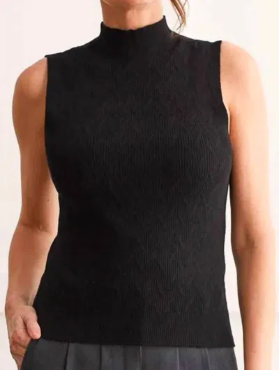 Tribal Mock Neck Top In Black