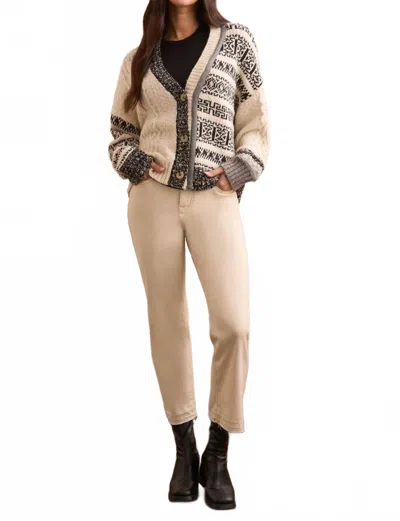 Tribal Multi Stitch Cardigan In Cream In White