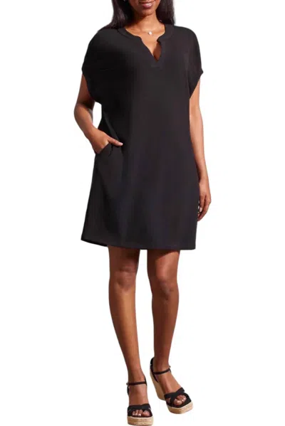 Tribal Notch Neck Dress In Black