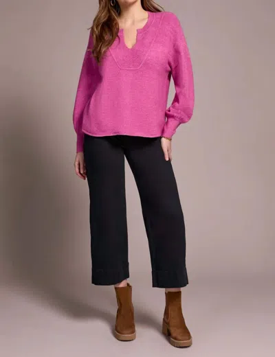 Tribal Notch Neckline Sweater In Cameo In Pink